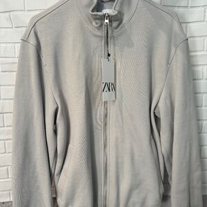 NEW! Mens Zara Zip Jacket SM Light Grayish Tan Color
